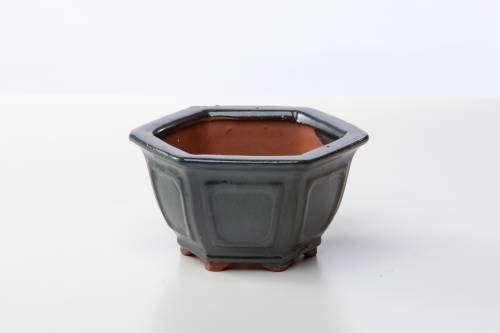 2 - Vaso bonsai esagonale 12 cm smaltato verde