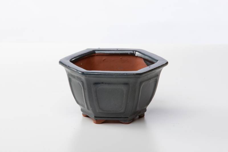 2 - Vaso bonsai esagonale 12 cm smaltato verde