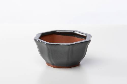 2 - Vaso bonsai ottagonale 12 cm smaltato verde