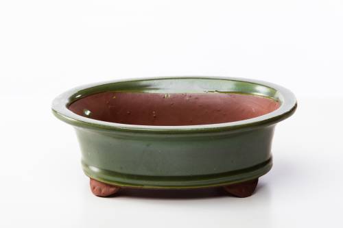 2 - Vaso bonsai ovale 25 cm smaltato verde