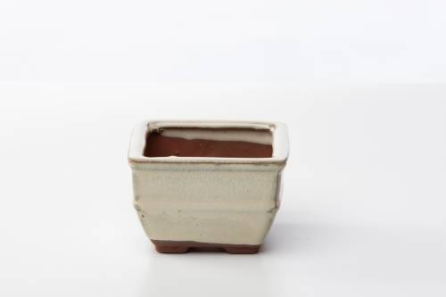2 - Vaso bonsai quadrato 10 cm smaltato avorio