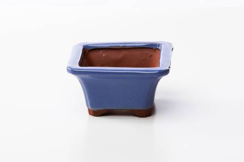 2 - Vaso bonsai quadrato 10 cm smaltato azzurro