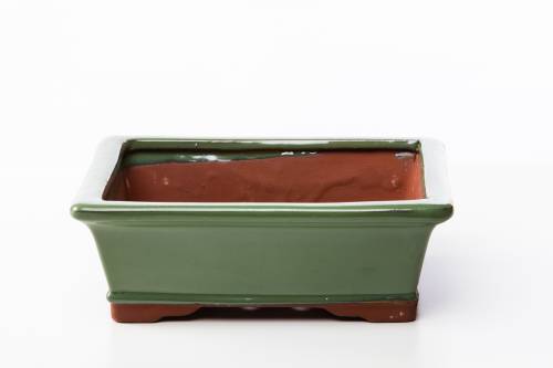 2 - Vaso bonsai rettangolare 25 cm smaltato verde