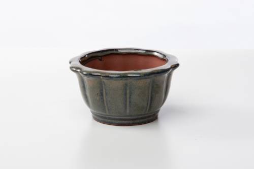 2 - Vaso bonsai tondo 12 cm smaltato verde oliva