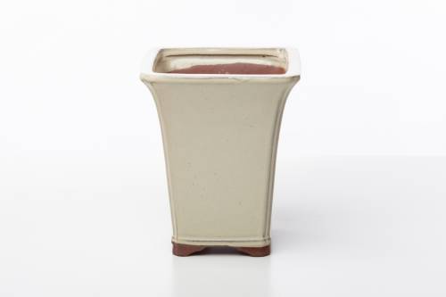 2 - Vaso bonsai quadrato 15,5 cm smaltato avorio