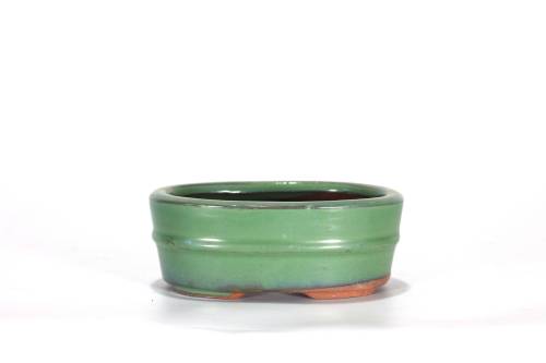 2 - Vaso bonsai ovale 11 cm smaltato verde