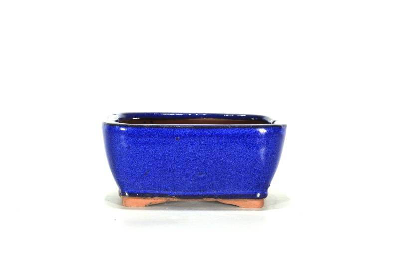 2 - Vaso bonsai rettangolare 11 cm smaltato blu