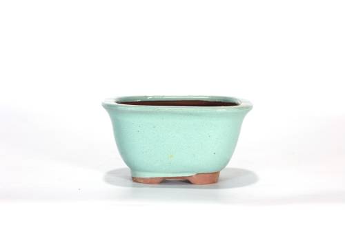 2 - Vaso bonsai rettangolare 11 cm smaltato verde chiaro