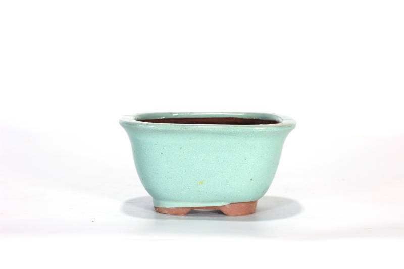 2 - Vaso bonsai rettangolare 11 cm smaltato verde chiaro