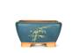 2 - Vaso bonsai quadrato cm. 21 in gres verde decorato