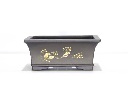 2 - Vaso bonsai rettangolare decorato a mano cm. 24