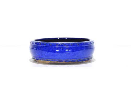 2 - Vaso bonsai smaltato tondo borchiato 21 cm