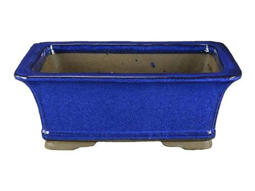 2 - Vaso bonsai smaltato rettangolare blu 32 cm