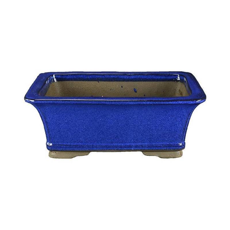 2 - Vaso bonsai smaltato rettangolare blu 41 cm