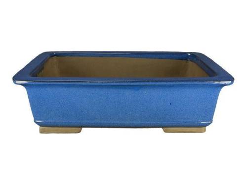 2 - Vaso bonsai smaltato rettangolare blu 42 cm