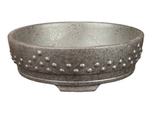 2 - Vaso bonsai in gres tondo borchiato 15 cm.