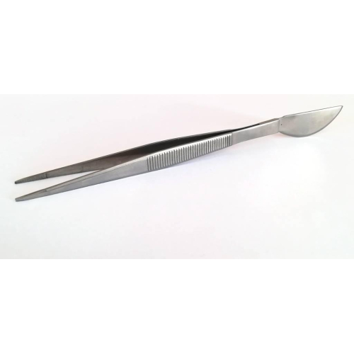 Straight tweezers with steel spatula mm. 210