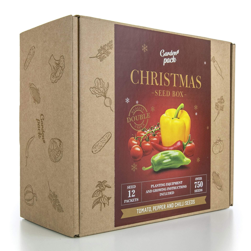 Kit semi CHRISTMAS EDITION, di pomodoro, peperoni, peperoncino con accessori per la coltivazione