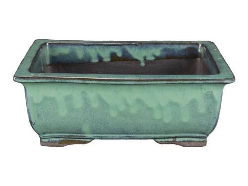 2 - Vaso bonsai smaltato rettangolare verde 32 cm