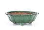 2 - Vaso bonsai fior di loto smaltato verde cm. 23