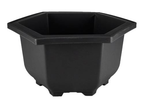 2 - Vaso esagonale per Piante e Bonsai in plastica nera cm. 15