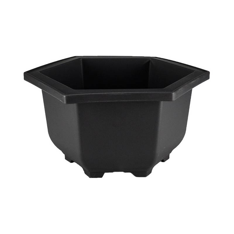 2 - Vaso esagonale per Piante e Bonsai in plastica nera cm. 28