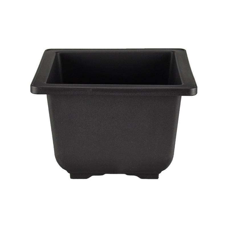2 - Vaso quadrato per Piante e Bonsai in plastica nera cm. 17