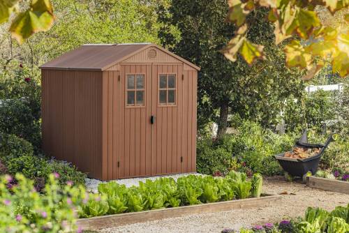2 - Keter Darwin 6x8 Casetta da Giardino, Effetto Legno, Marrone, 190x244x221H cm